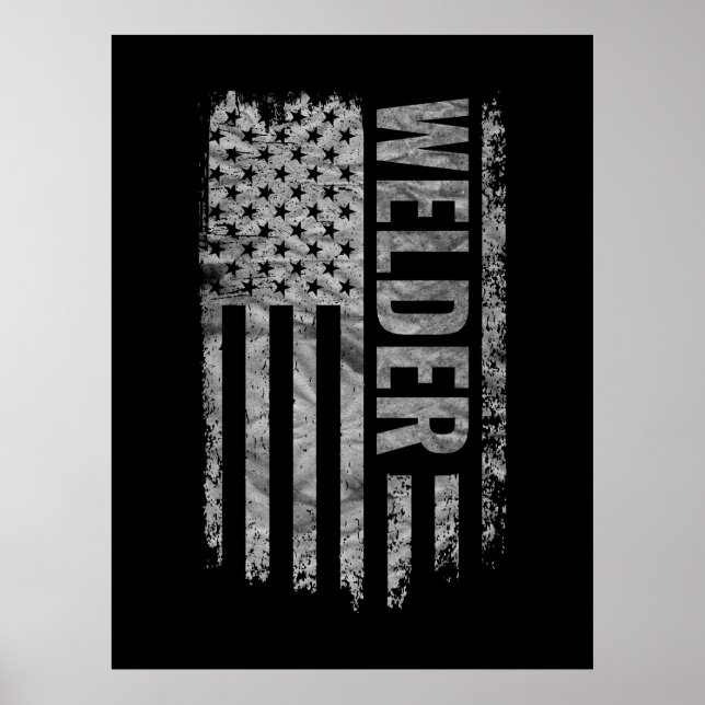 Welder USA Flag Distressed design Poster (Vorne)