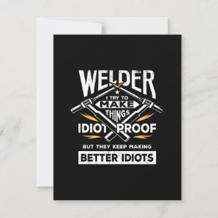 Welder versucht, Dinge herzustellen Dankeskarte