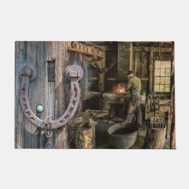 Welder Vintag Blacksmith Horseshoes Fußmatte (Vorderseite)