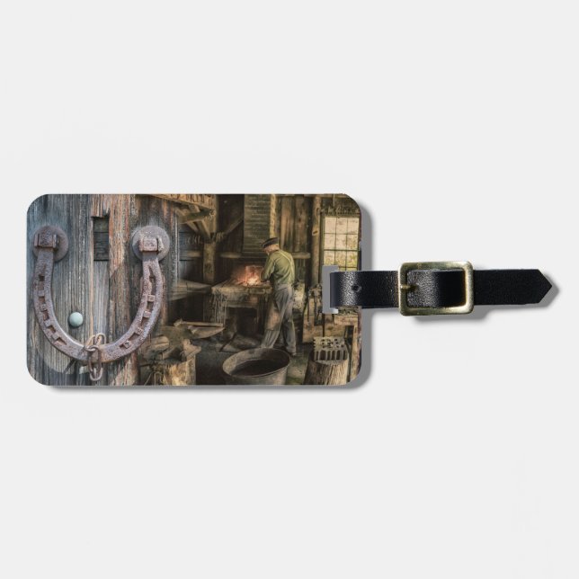 Welder Vintag Blacksmith Horseshoes Gepäckanhänger (Vorderseite horizontal)