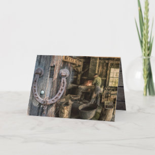 Welder Vintag Blacksmith Horseshoes Karte