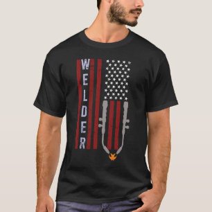 Welder Vintage US-amerikanische Flagge für Schweiß T-Shirt