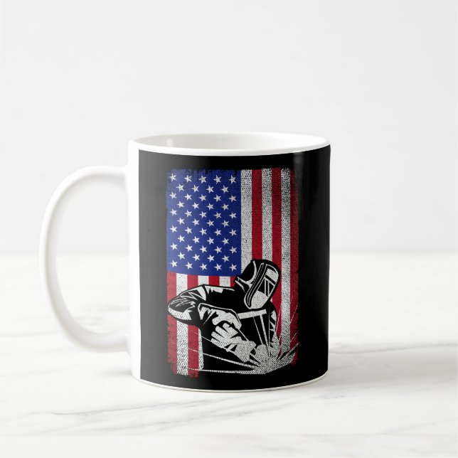 Welder Vintage US-amerikanische Flaggenschweißen Kaffeetasse (Links)