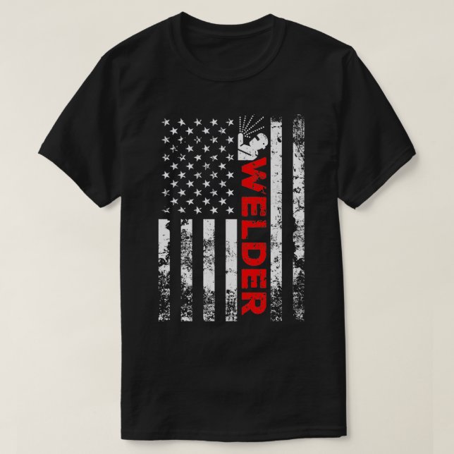 Welder Vintage US-amerikanische Flaggenschweißen T-Shirt (Design vorne)