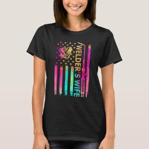 Welder's Ehefrau Life American USA Flag Welding fo T-Shirt