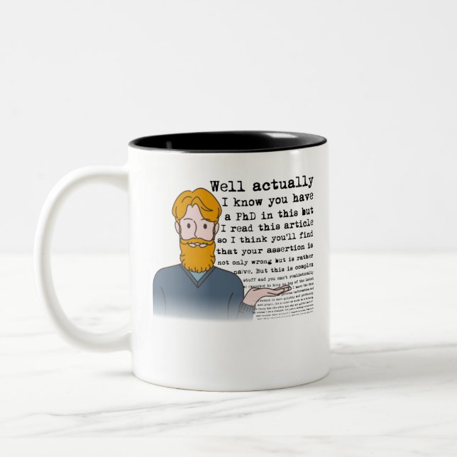 Well Actually... mansplainer funny feminist humor Zweifarbige Tasse (Links)