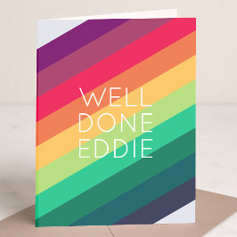 Well Done Rainbow Wird Name Modern Stripe Happy Fu Karte