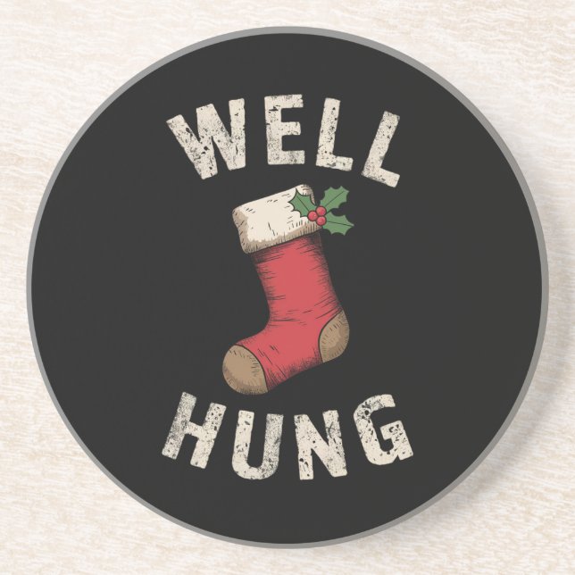 Well Hung Dirty Christmas Strumpf Holiday Geschenk Getränkeuntersetzer (Vorne)