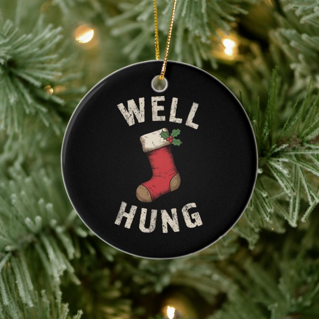 Well Hung Dirty Christmas Strumpf Holiday Geschenk Keramik Ornament (Baum)