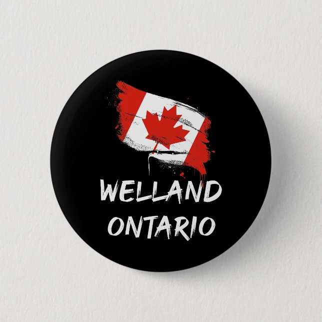 Welland Ontario Kanada Spritzflagge Reise Urlaub Button (Vorderseite)