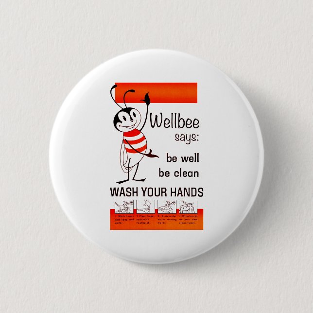 Wellbee CDC-WÄSCHE IHR HANDanzeige-Plakat Button (Vorderseite)