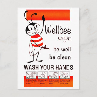 Wellbee CDC WASCHEN IHRE HÄNDE Werbeplakat Postkarte