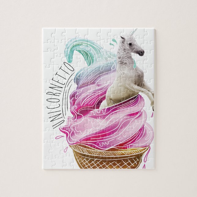 Wellcoda Einhorn Cornetto Spaß-Eiscreme Puzzle (Vertikal)