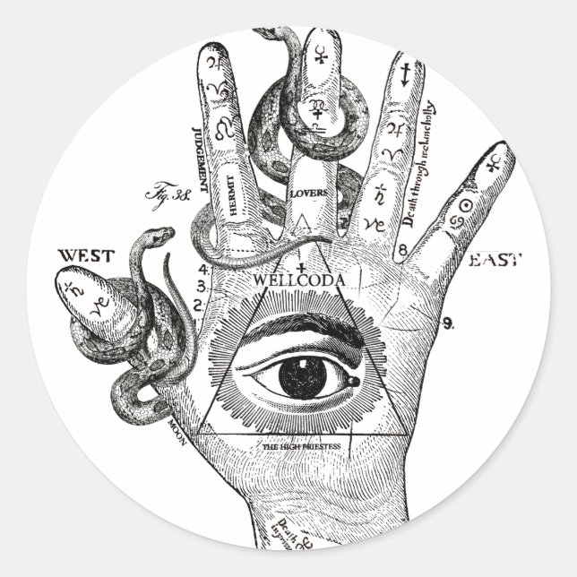Wellcoda Illuminati Compass Snake Hand Runder Aufkleber (Vorderseite)