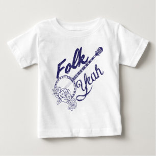 Wellcoda Volk-Yeah Musik-lustige Banjo-Rose Baby T-shirt