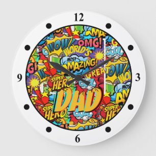 Wellds Best VATER Comic Superhero Mancave Deco Große Wanduhr