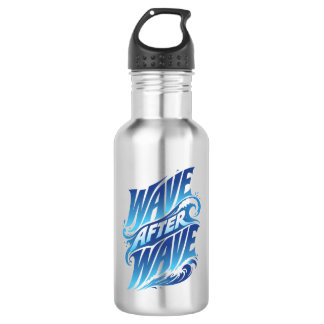 Welle auf Welle | Ozeanblauer Sommer Edelstahlflasche