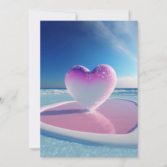 Welle der Liebe: Romantische Waves Heart Wedding I Einladung (Vorderseite)