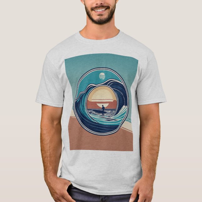 Welle des Wandels: Eine Minimalistische Skizze des T-Shirt (Vorderseite)