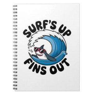 Welle hoch, Flossen raus - Cooles Surfer-Design Notizblock