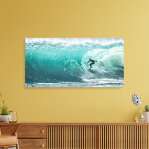 Welle, Surfer, schöne Landschaft Leinwanddruck