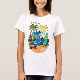 Welle und Palme Damen T-Shirt