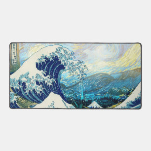 WELLE VON KANAGAWA IN STERNENKLARE NACHT HINTERGRU SCHREIBTISCHUNTERLAGE
