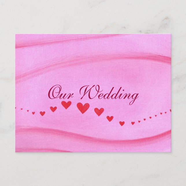 Welle von Roten Herzen Einladung Hochzeit Postkart (Vorderseite)