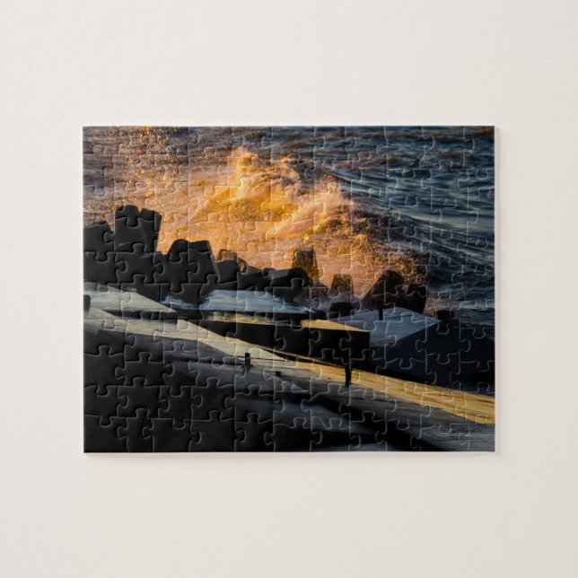 Welle von Sunset Gold Puzzle (Horizontal)
