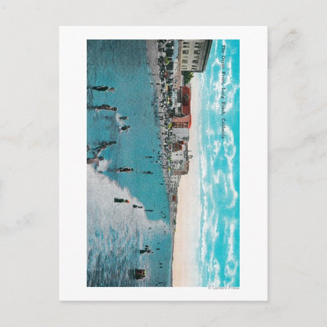 Wellen am Ocean BeachLong Beach, CA Postkarte (Vorderseite)