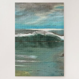 Wellen auf Driftwood Seascape Art Puzzle
