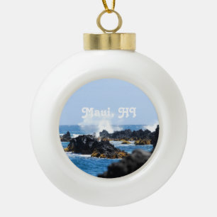 Wellen auf Maui-Küste Keramik Kugel-Ornament