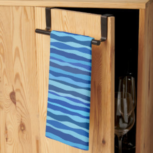 Wellen aus Blau Cyan Navy Kobalt Himmelblau Geschirrtuch