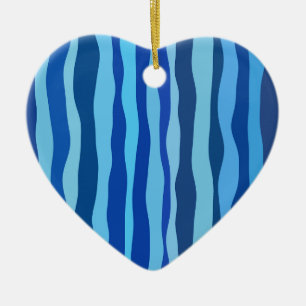 Wellen aus Blau Cyan Navy Kobalt Himmelblau Keramik Ornament