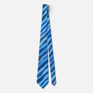Wellen aus Blau Cyan Navy Kobalt Himmelblau  Krawatte