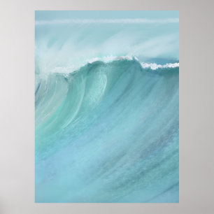 Wellen Blaues Poster