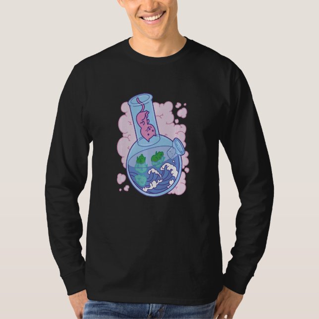Wellen Bong Joint Katze   T-Shirt (Vorderseite)