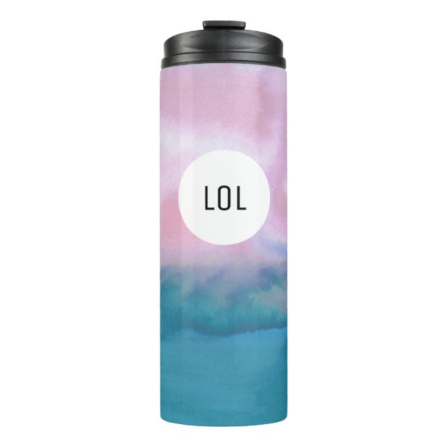 Wellen der Wasserfarbe Rosa Aquamarines Muster MON Thermosbecher (Vorderseite)