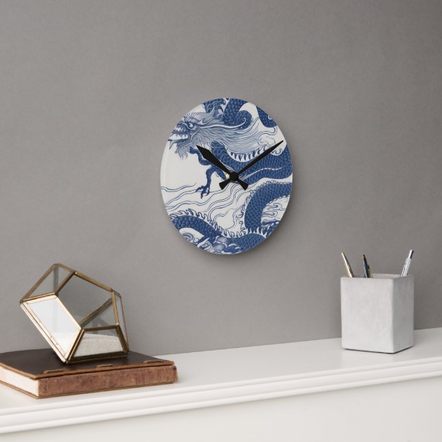Wellen des Drachen  Runde Wanduhr (Büro)