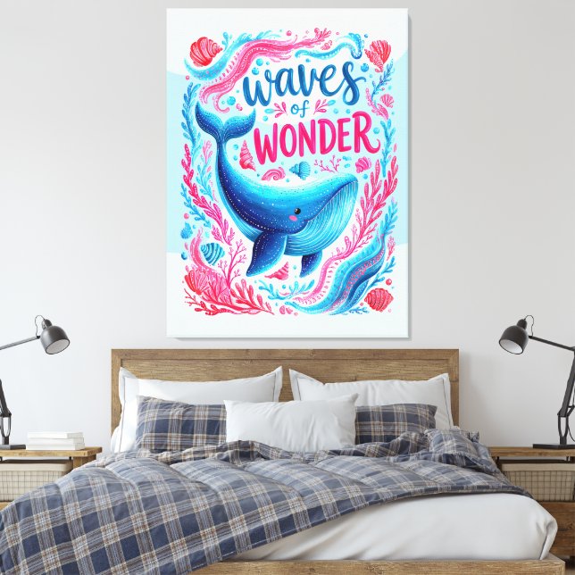 Wellen des Staunens Leinwanddruck (Insitu (Schlafzimmer))