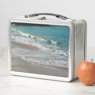 Wellen, die am Strand plätschern Türkisfarbenes Me Metall Brotdose