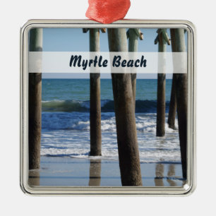 Wellen, die unter dem Pier bei Myrtle Beach Ornament Aus Metall