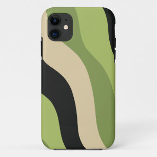 Wellen, grün, schwarz und beige Kurven bunt Case-Mate iPhone Hülle