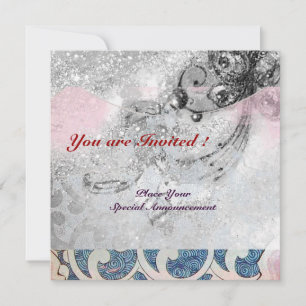 WELLEN, helle schwarze und weiße rosa blaue Funken Einladung