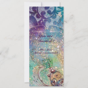 WELLEN, helle violette blaue rosa goldene Funken Einladung