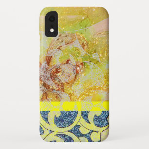 WELLEN / Hellgelbe blaue Wirbel in goldenen Glitze Case-Mate iPhone Hülle