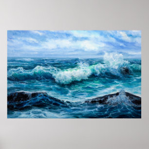 Wellen im Meer. Moderner Impressionismus, Modernis Poster