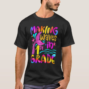 Wellen in der ersten Meerjungfrau zurück zur Schul T-Shirt