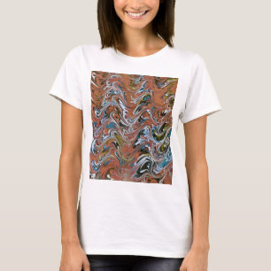 Wellen in roten und blauen Akryllischen Pour Abstr T-Shirt