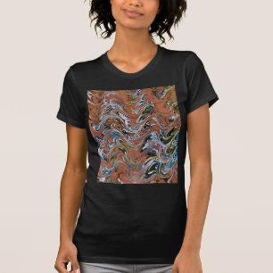Wellen in roten und blauen Akryllischen Pour Abstr T-Shirt